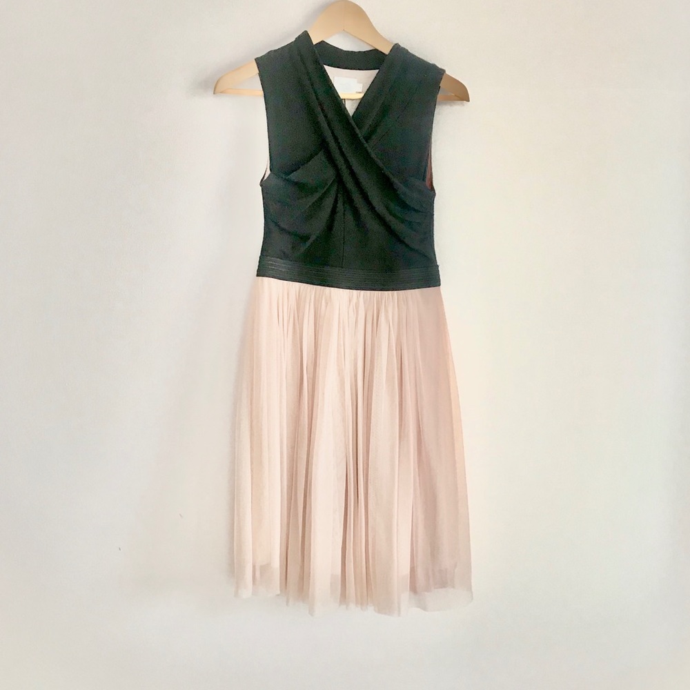 Anthropology black & pink tulle dress
